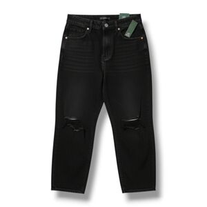 Wild Fable Women's Black highest rise distressed baggy jeans- size 2